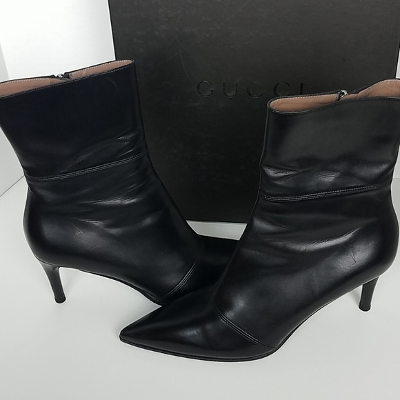 Gucci Stivaletto Pelle Calf Height Bootie Sz 8 - Picture 4 of 8